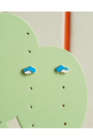 14 Ayar Altın Bulut Çocuk Küpe