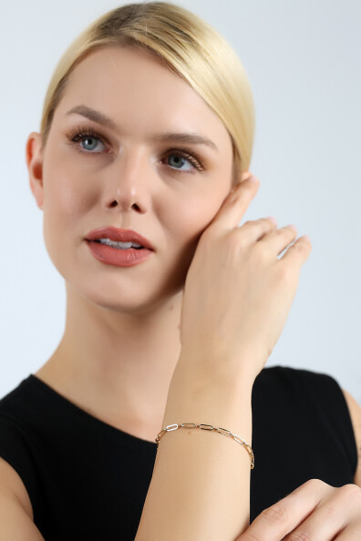 14 Ayar Altın Büyük Oval Zincir Bileklik