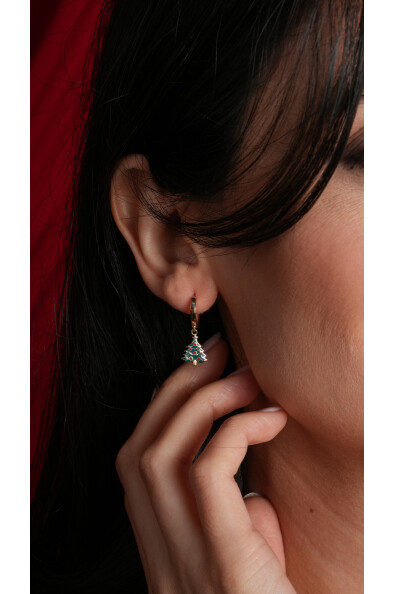 14 Ayar Altın Çam Ağacı Küpe