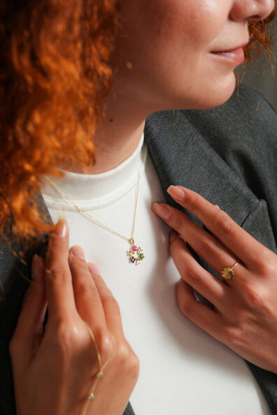 14 Ayar Altın Çiçek Kolye