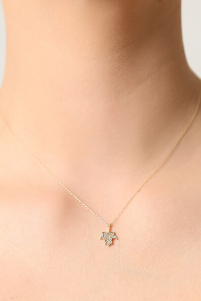 14 Ayar Altın Çınar Yaprağı Kolye