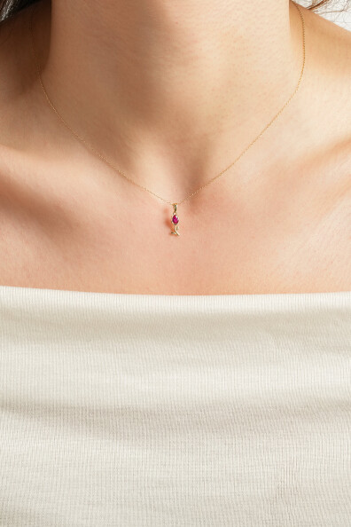 14 Ayar Altın Gül Kolye