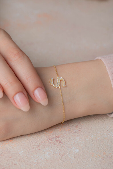 14 Ayar Altın Harf Bileklik