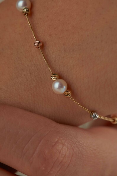 14 Ayar Altın İnci Bileklik