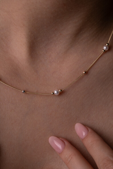 14 Ayar Altın İnci Kolye