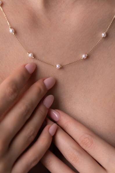 14 Ayar Altın İnci Kolye