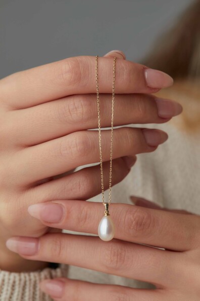 14 Ayar Altın İnci Kolye