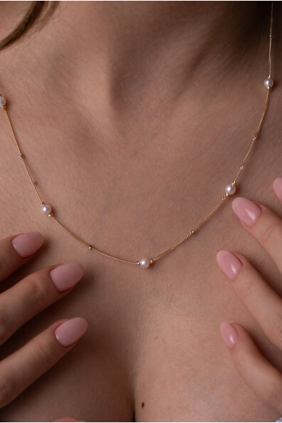 14 Ayar Altın İnci Kolye