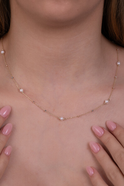 14 Ayar Altın İnci Kolye