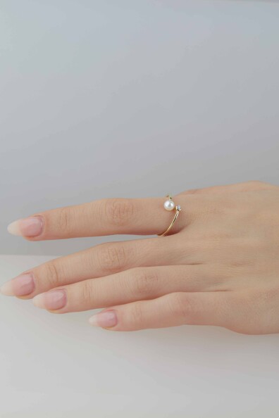 14 Ayar Altın İnci Yüzük