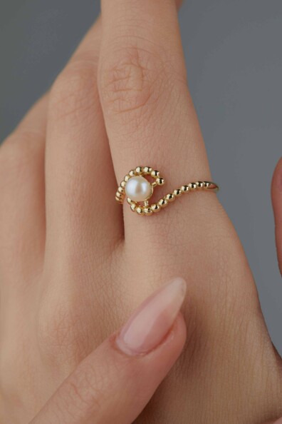 14 Ayar Altın İnci Yüzük