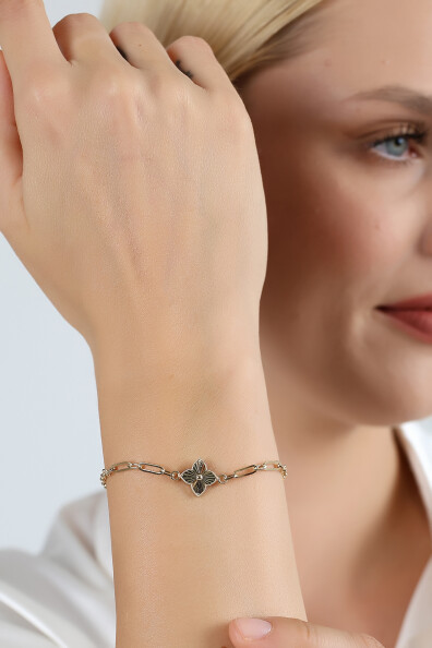 14 Ayar Altın Kalemli Çiçek Bileklik