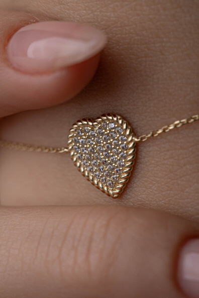 14 Ayar Altın Kalp Bileklik