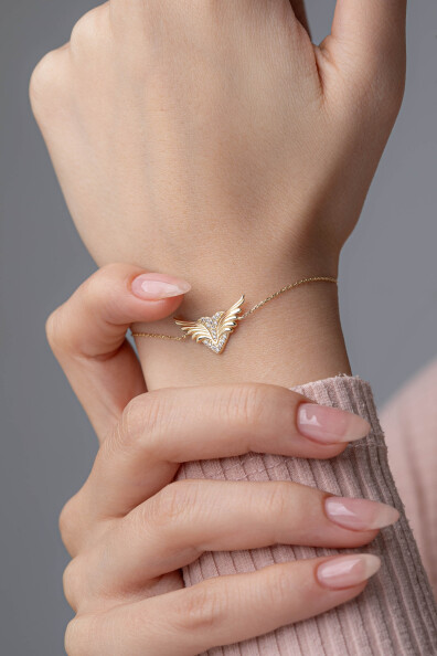 14 Ayar Altın Kalp Bileklik