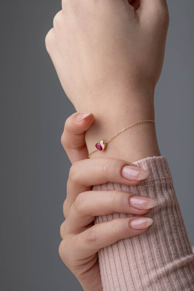 14 Ayar Altın Kalp Bileklik