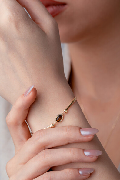 14 Ayar Altın Kaplan Gözü Balıksırtı Bileklik