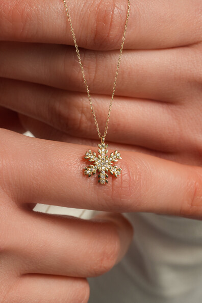 14 Ayar Altın Kar Tanesi Kolye