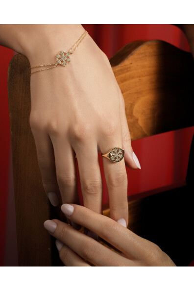 14 Ayar Altın Kartanesi Bileklik ve Yüzük