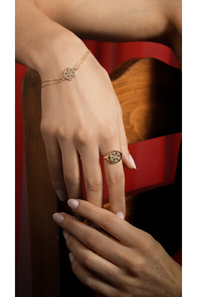 14 Ayar Altın Kartanesi Bileklik ve Yüzük