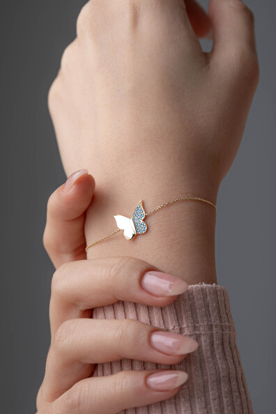 14 Ayar Altın Kelebek Bileklik