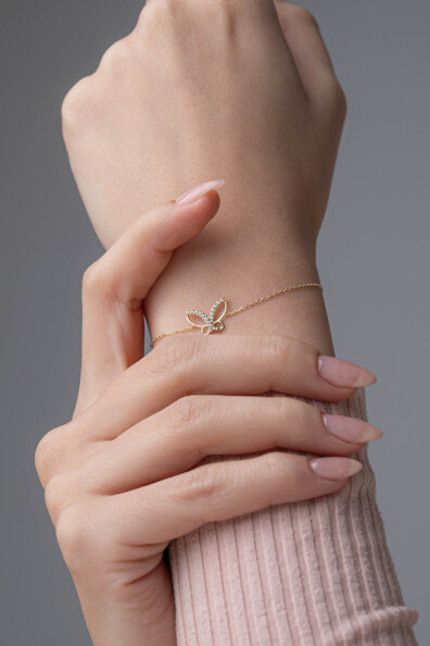 14 Ayar Altın Kelebek Bileklik
