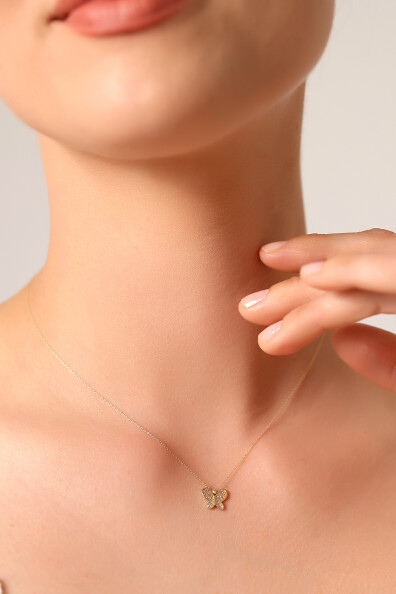 14 Ayar Altın Kelebek Kolye