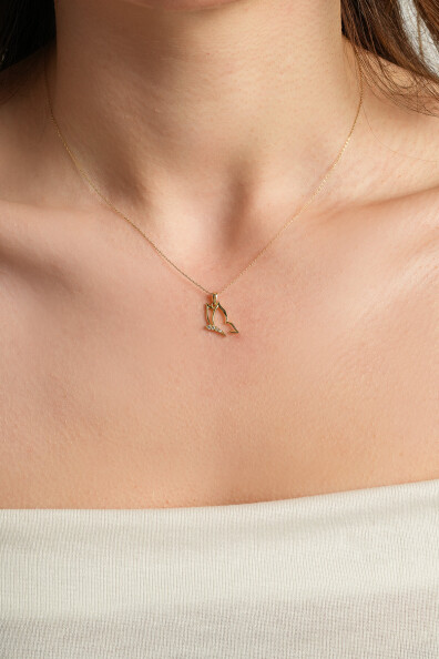14 Ayar Altın Kelebek Kolye