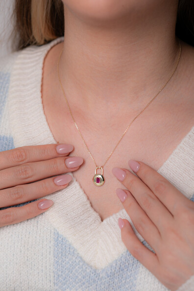 14 Ayar Altın Kilit Kolye