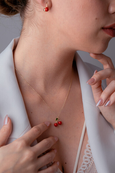 14 Ayar Altın Kiraz Kolye