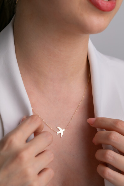 14 Ayar Altın Kırlangıç Kolye