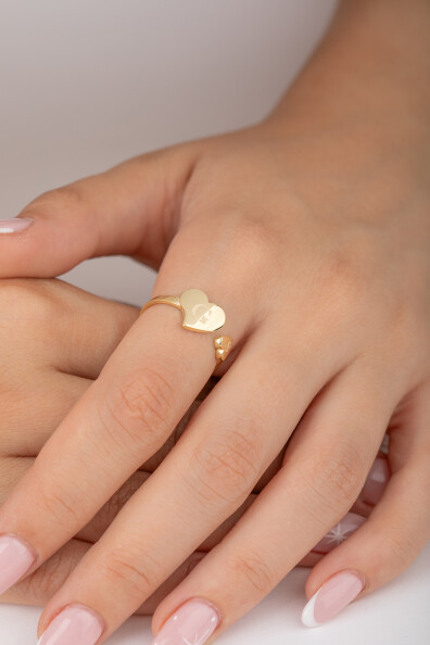 14 Ayar Altın Kişiselleştirebilir Kalp Yüzük