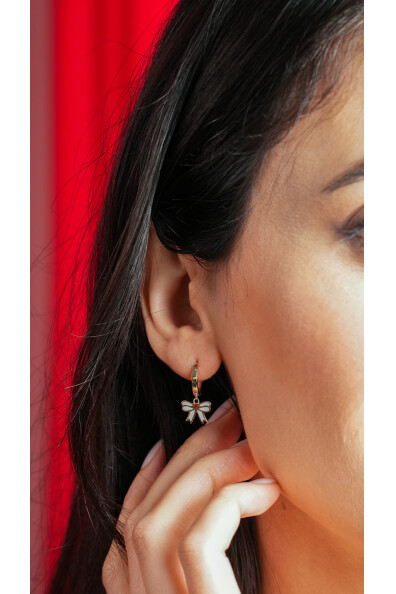 14 Ayar Altın Kurdele Küpe