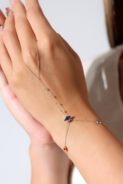 14 Ayar Altın Lacivert Taş Dorikalı Şahmeran