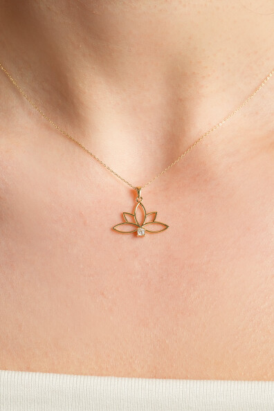 14 Ayar Altın Lotus Kolye