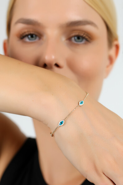 14 Ayar Altın Minimal Göz Bileklik