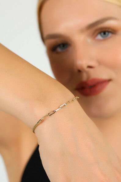 14 Ayar Altın Modern Zincir Bileklik