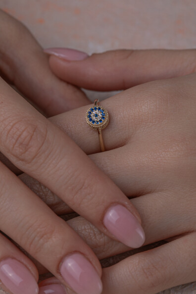 14 Ayar Altın Nazar Yüzük