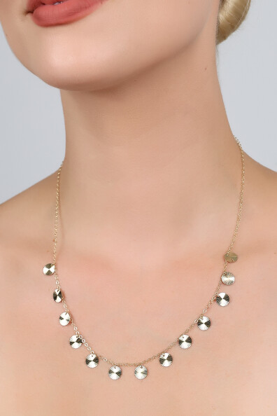 14 Ayar Altın Pullu Kolye