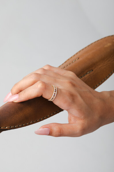 14 Ayar Altın Renkli Taşlı Altın Yüzük