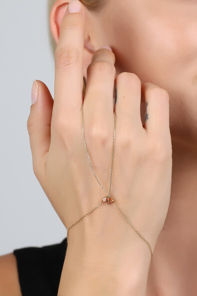 14 Ayar Altın Şampanya Lotus Kişiselleştirilebilir Taşlı Şahmeran