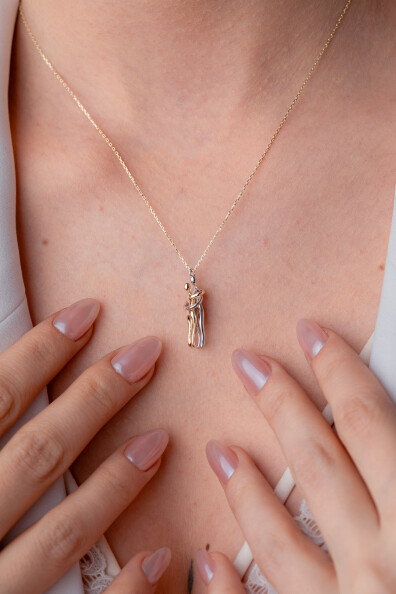 14 Ayar Altın Sarılan Çift Kolye Ucu