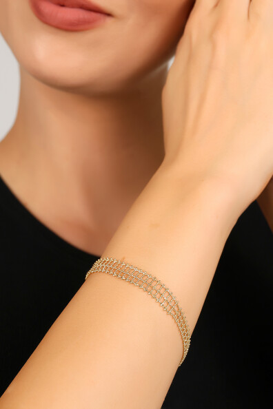 14 Ayar Altın Tasarım Örgü Bileklik