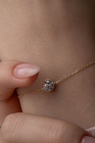 14 Ayar Altın Tektaş Bileklik