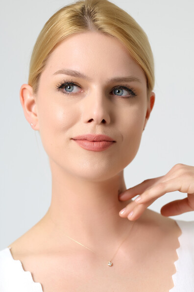 14 Ayar Altın Tektaş Kolye