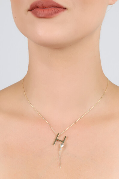 14 Ayar Altın Uçurtma  H Harfi Kolye