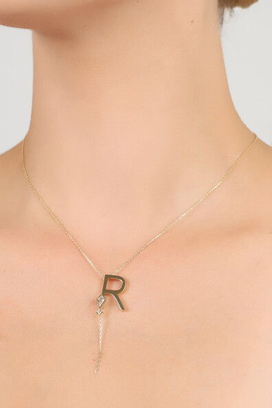 14 Ayar Altın Uçurtma  R Harfi Kolye
