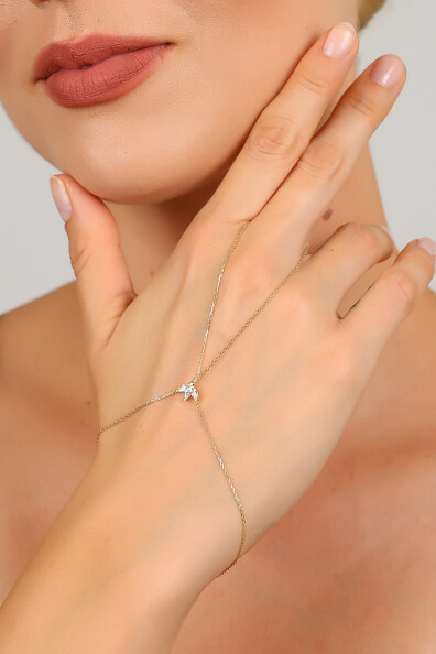 14 Ayar Altın Yeşil Lotus Kişiselleştirilebilir Taşlı Şahmeran