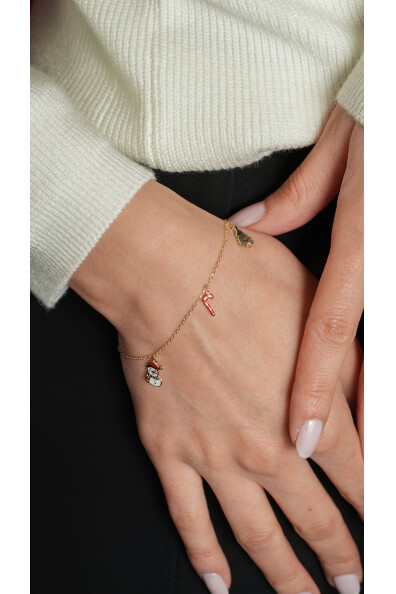 14 Ayar Altın Yılbaşı Charm Bileklik