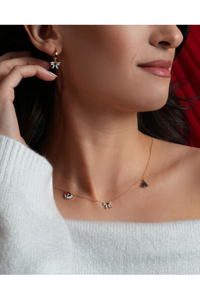 14 Ayar Altın Yılbaşı Charmlı Kolye