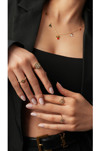 14 Ayar Altın Yılbaşı Charmlı Kolye